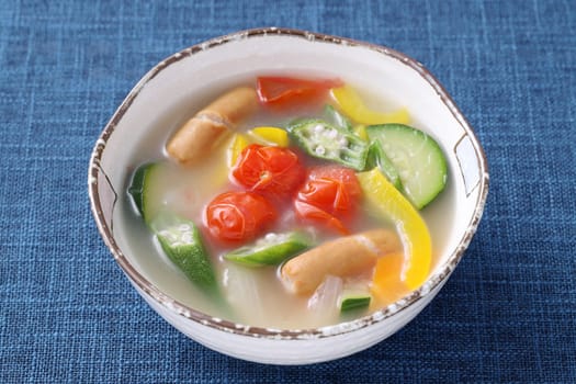Soup of sausage and vegetables, Pot-au-feu (japanese-style)