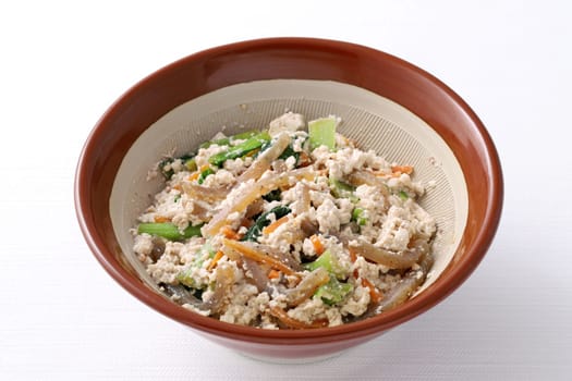 Japanese traditional food, Seasoned of tufu and vegetables, Aemono.