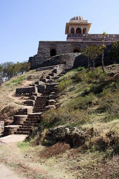 Stone steps leading to Rani Rupamati Pavilion at Mandu in Madhya Pradesh, India, Asia