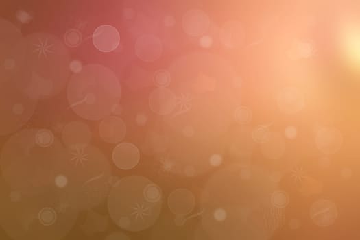 A festive abstract gradient orange pink yellow background texture with glitter defocused sparkle bokeh circles and stars. Card concept for Happy New Year, party invitation, valentine or other holidays.
