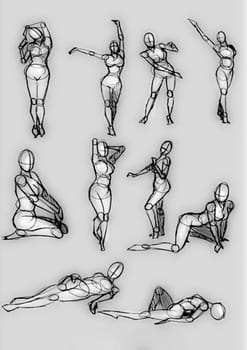 Tutorial of drawing a female body. Drawing the human body, step by step lessons.
