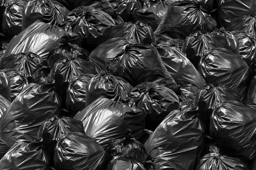 Background garbage bag black bin, Garbage dump trash, Plastic Bags pile texture