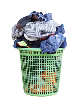 pile of dirty laundry in washing basket, laundry basket colorful clothes clean