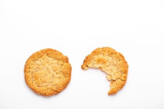 Oatmeal cookies on a white background, food