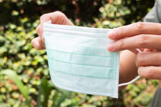 Hygienic face mask to prevent COVID-19 virus, stock photo