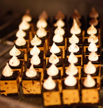 Desserts in a hotel for a dinner