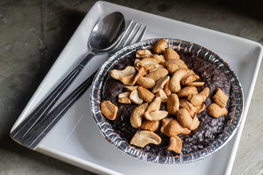 Homemade chocolate brownies with cashew nut, stock photo