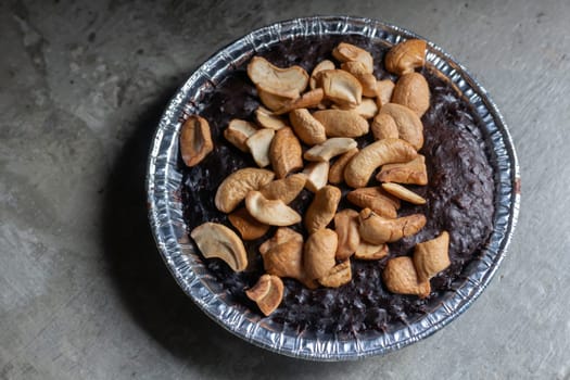 Homemade chocolate brownies with cashew nut, stock photo