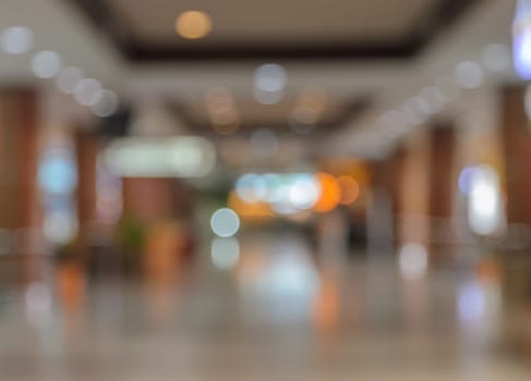 Defocused image of office, airport, hospital or shopping mall building corridor background