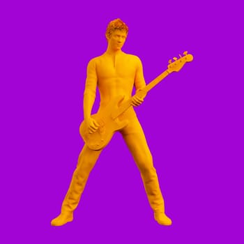 Bass Player Musician Playing in Concert Concept