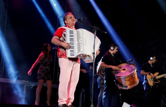 santo antonio de jesus, bahia / brazil - june 21, 2014: The singer Flavio Jose is seen during festivities of Sao Joao in the city of Santo Antonio de Jesus.....