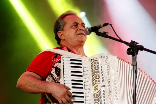 santo antonio de jesus, bahia / brazil - june 21, 2014: The singer Flavio Jose is seen during festivities of Sao Joao in the city of Santo Antonio de Jesus.....