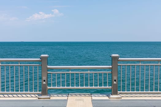 The view of the lake Michigan at the end of a pier in Whiting, Indiana, USA