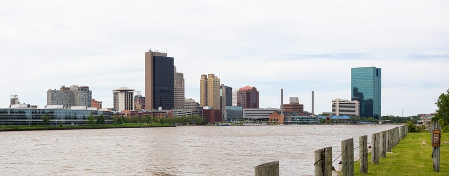 Toledo, city located in the state of Ohio, United States, as seen from the International Park, across the Maumee River
