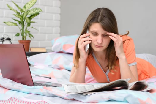 Crying girl calls another employer on the phone