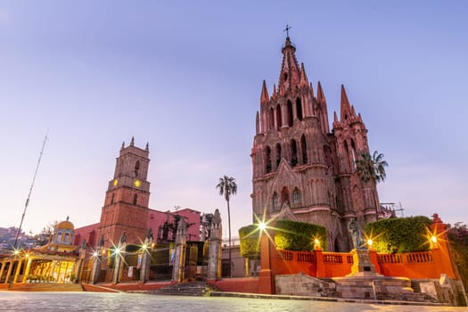 The Parroquia de San Miguel de Arcangel and La Santa Escuela de Cristo in San Miguel de Allende, Guanajuato, Mexico