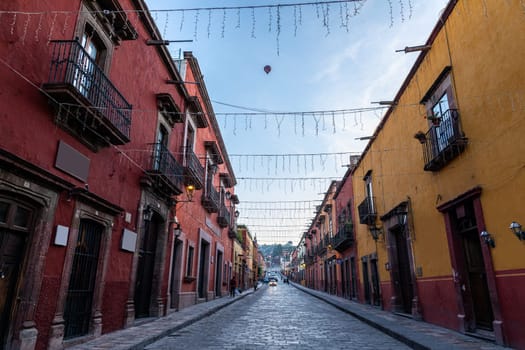 Colorful, small streets, traditional of the historic town of San Miguel de Allende, Guanajuato, Mexico