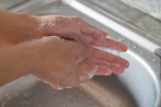Washing soap bubbles personal hygiene, stock photo