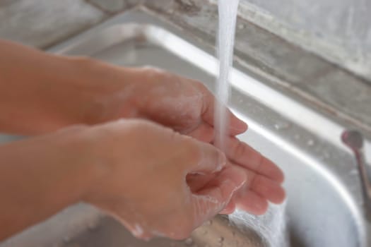 Washing soap bubbles personal hygiene, stock photo