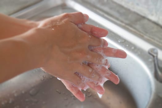 Washing soap bubbles personal hygiene, stock photo