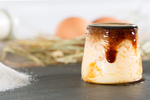 Hand crafted homemade custard with eggs and fresh milk
