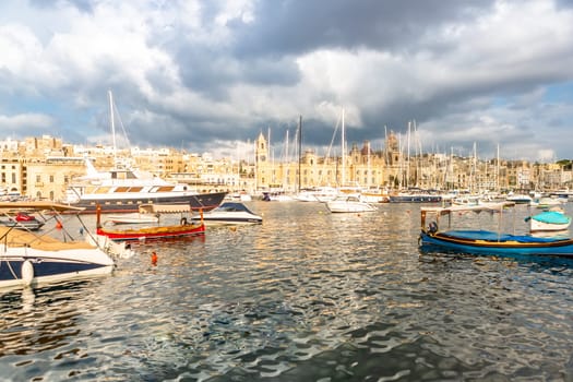 Boats in port of Valletta, Malta.