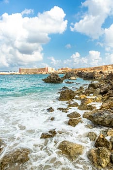 Malta, Paradise Bay on the Marfa Peninsula. Island of Malta.