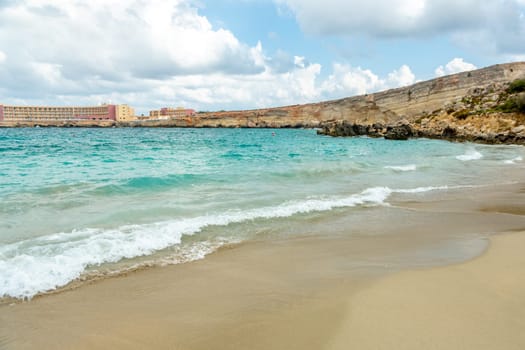 Malta, Paradise Bay on the Marfa Peninsula. Island of Malta.