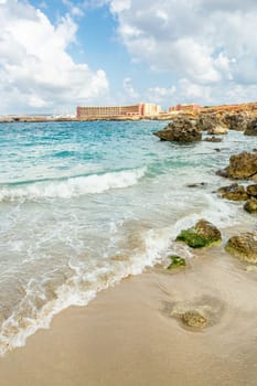 Malta, Paradise Bay on the Marfa Peninsula. Island of Malta.