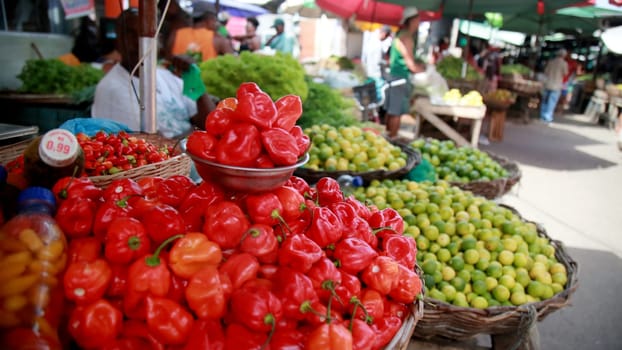 salvador, bahia/brazil - November 6, 2019: Red pepper for sale at the Sao Joaquim Fair in Salvador...