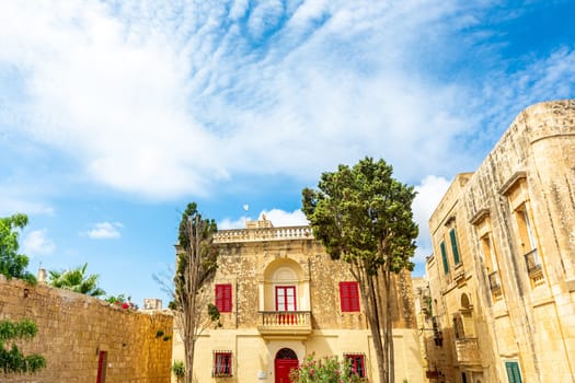 Malta, old castle Mdina cathedral city. Europe.