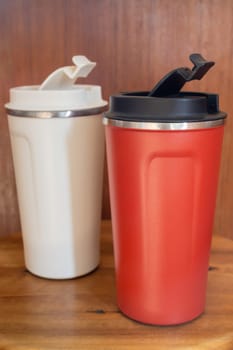 Individual refilled drink tumbler mug, stock photo