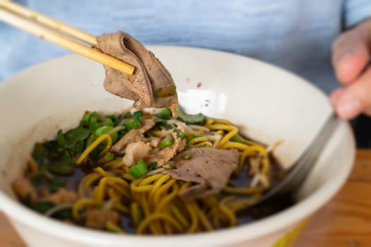 Local Thai style noodles pork soup, stock photo