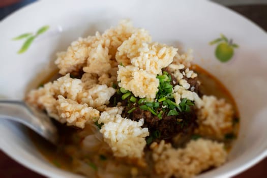 Local Thai style noodles pork soup, stock photo