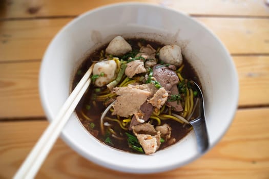 Local Thai style noodles pork soup, stock photo