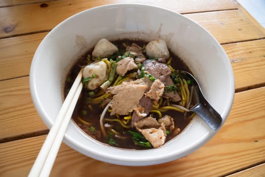 Local Thai style noodles pork soup, stock photo