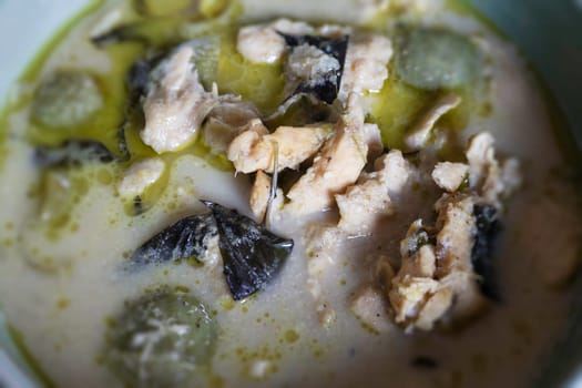 Thai chicken green curry serve, stock photo