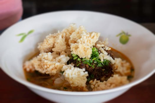 Local Thai style noodles pork soup, stock photo