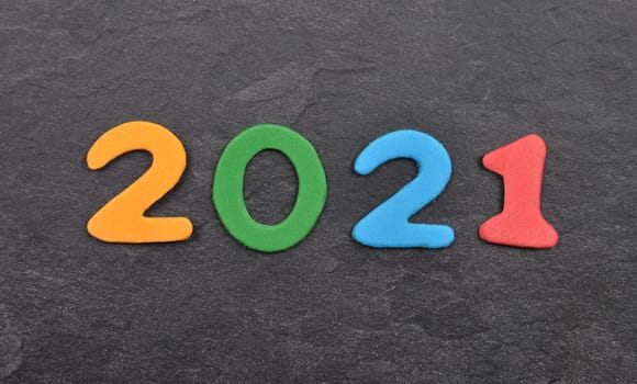 Term from colorful letters on slate board