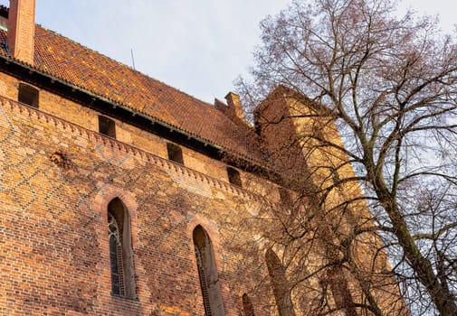 Castle of the Teutonic Order in Malbork - the largest castle in the world by land area in Malbork, Pomerania, Poland on 2 January 2020