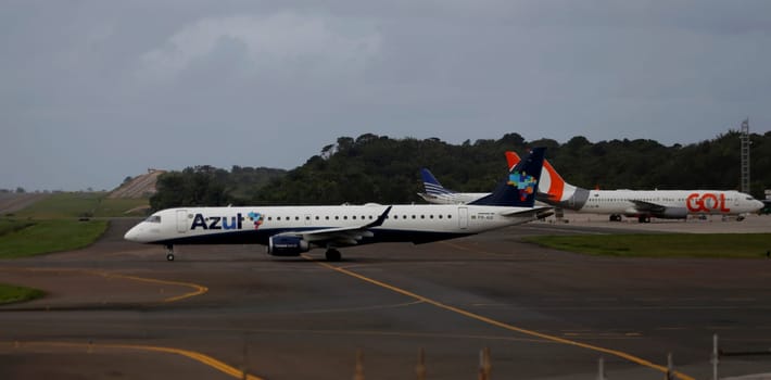 salvador, bahia / brazil - June 14, 2018: Embraer aircraft of Azul Linhas Aereas is seen at Salvador Airport.