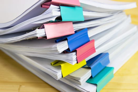 pile of papers at work office for business on the table, concept document in work office