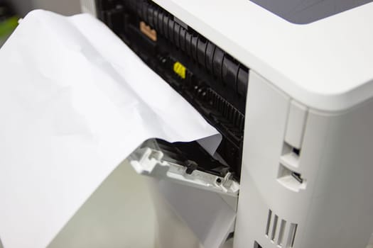 Paper A4 Stuck In Printer At Office, concept repair printer