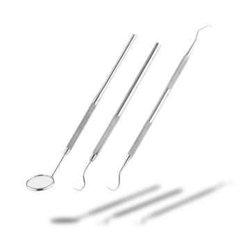 A set of dental tools on white background with clipping path.