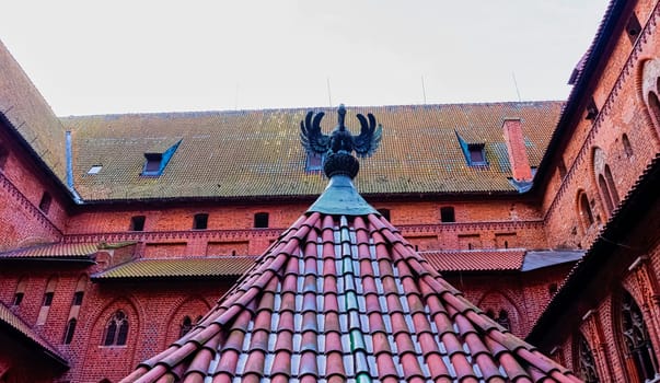 Castle of the Teutonic Order in Malbork - the largest castle in the world by land area in Malbork, Pomerania, Poland on 2 January 2020