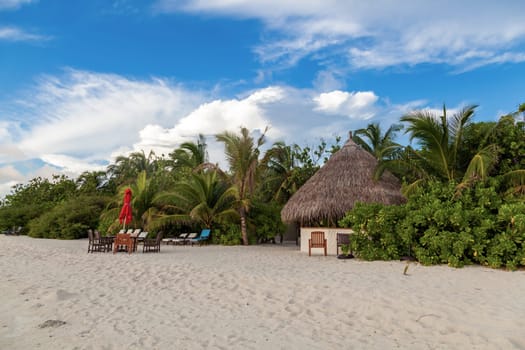 Maldives, tropical paradise, small bar on the beach.