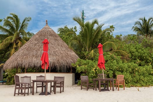 Maldives, tropical paradise, small bar on the beach