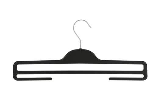 Black plastic pants / skirt hanger isolated on a white background