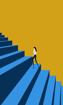 Businesswoman walking to achievement career, 3d rendering