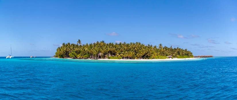 Maldives, an island in the ocean, view from the seaside.